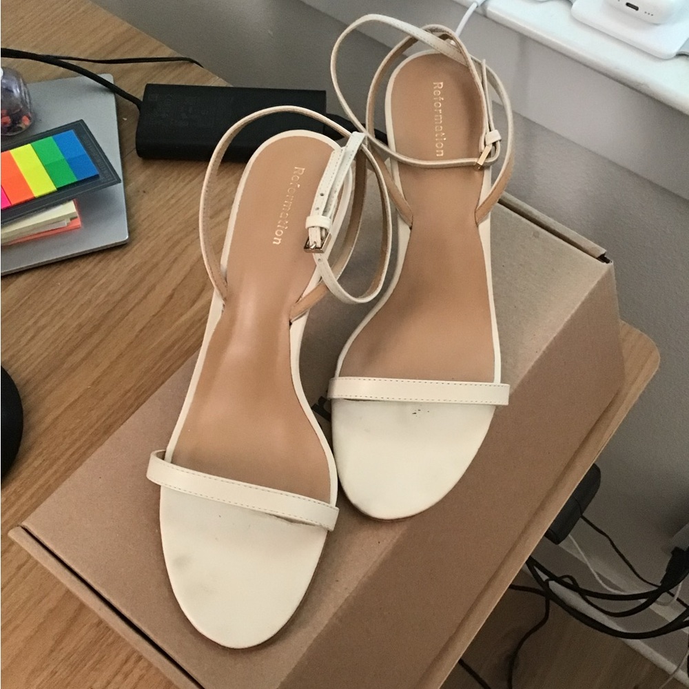 Reformation Cream Sandals